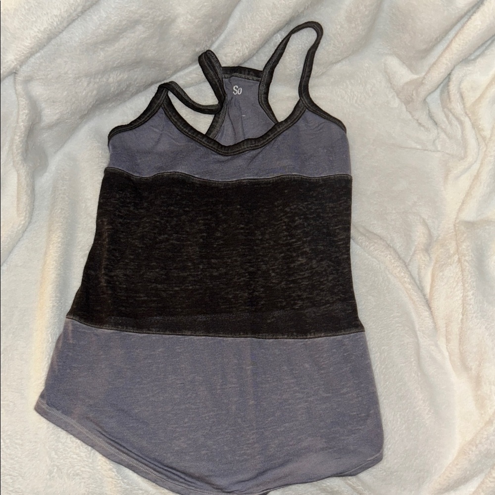 SO Black and Gray Layered Racerback Tank